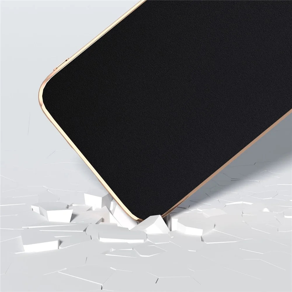 For Samsung Galaxy S23 FE Nano Electroplating Phone Case Silky Cowhide Leather Coated TPU+PC Cover - Black - 4