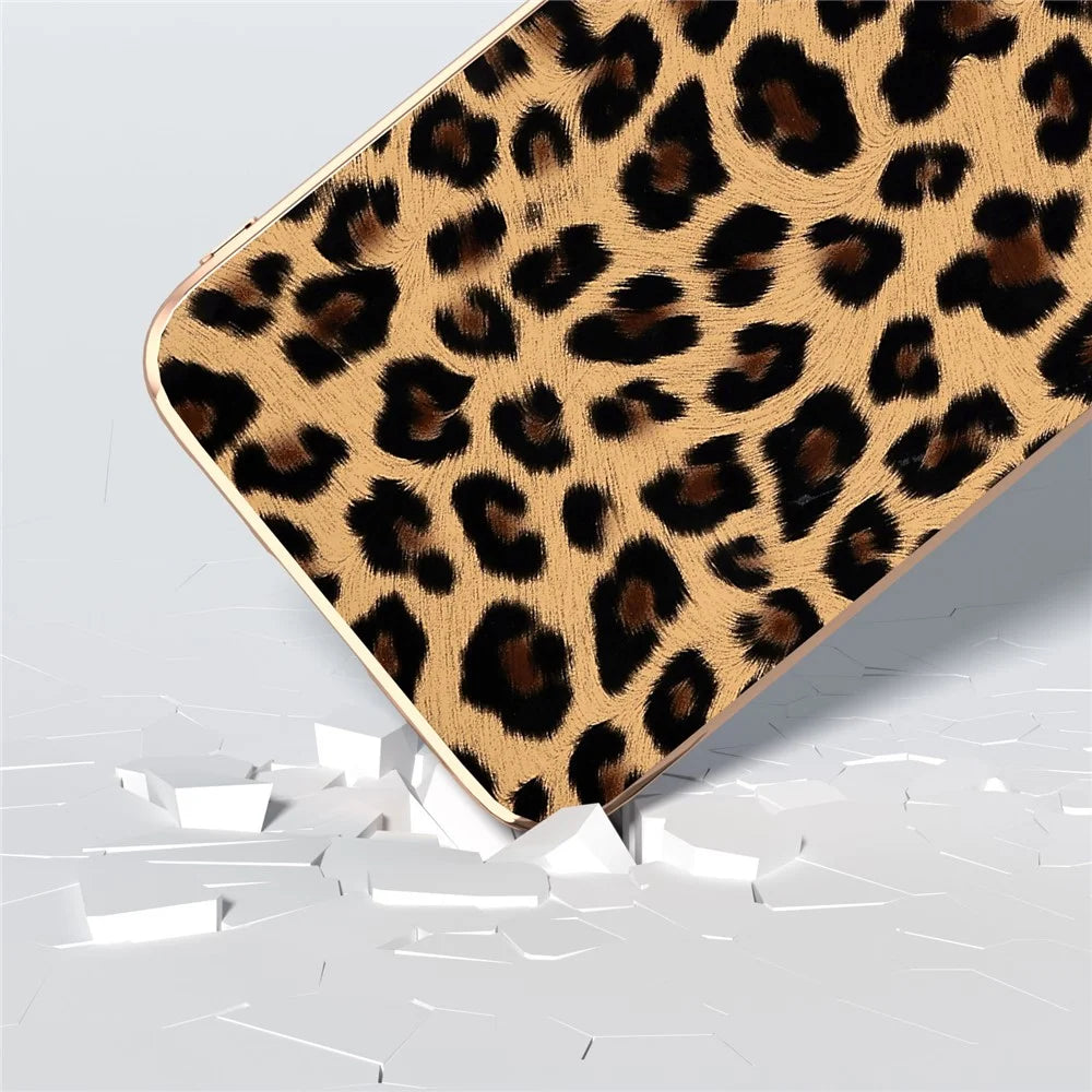Nano Electroplating Phone Case for Samsung Galaxy S23 FE , Leopard Pattern Leather+TPU+PC Cover - Brown - 4