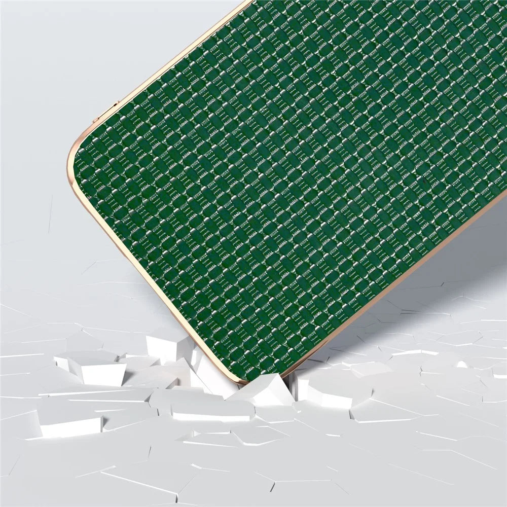 For Samsung Galaxy S23 FE Nano Electroplating Phone Case Textured Cowhide Leather Coated TPU+PC Cover - Green - 4