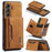 DG.MING M2 Series for Samsung Galaxy S23 FE Detachable Wallet Phone Case Kickstand Leather Coated TPU+PC Cover - Brown - 1