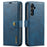 DG.MING for Samsung Galaxy S23 FE Detachable Phone Cover Split Leather Wallet Stand Phone Case - Blue - 1