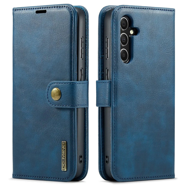DG.MING for Samsung Galaxy S23 FE Detachable Phone Cover Split Leather Wallet Stand Phone Case - Blue - 1