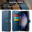 DG.MING for Samsung Galaxy S23 FE Detachable Phone Cover Split Leather Wallet Stand Phone Case - Blue - 7