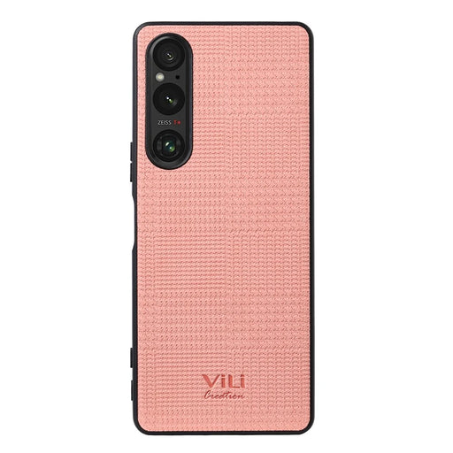 VILI TH Series Phone Case for Sony Xperia 1 V , PU Leather Coated PC+TPU Phone Back Cover - Pink - 2