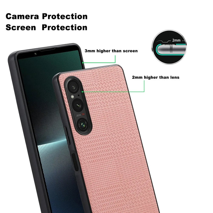 VILI TH Series Phone Case for Sony Xperia 1 V , PU Leather Coated PC+TPU Phone Back Cover - Pink - 3