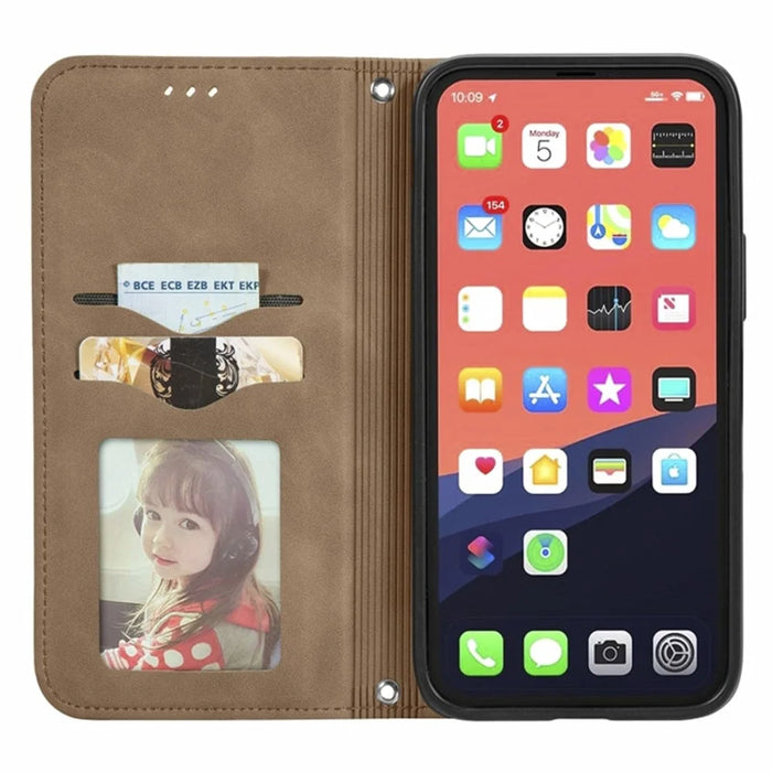 For iPhone 15 Pro Retro Shockproof Leather Stand Phone Case Skin-touch Card Holder Cover - Brown - 2