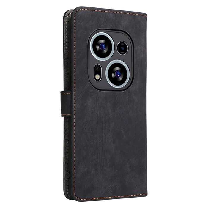 For TECNO Phantom X2 5G / X2 Pro 5G RFID Blocking Phone Case Folio Flip Leather Wallet Stand Cover with Strap - Black - 6