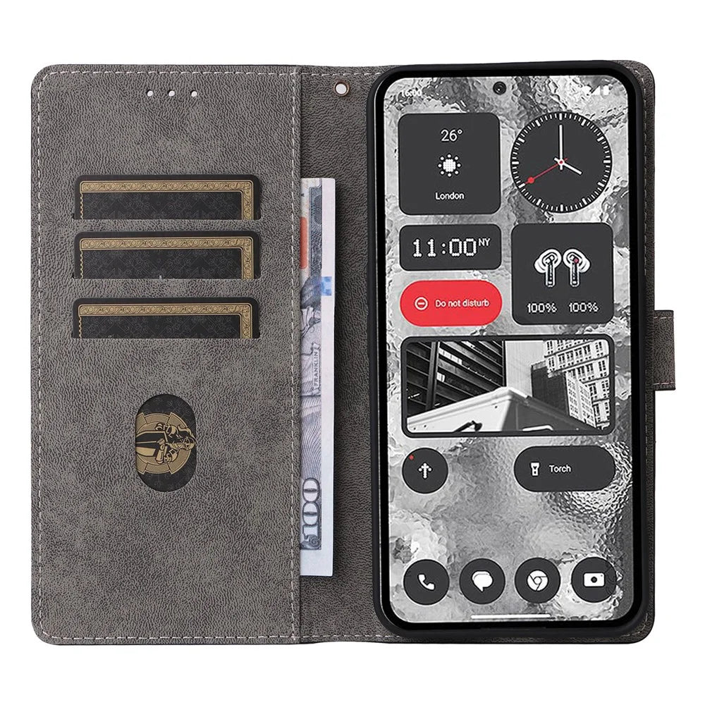 For Nothing Phone (2) Anti-drop Phone Case RFID Blocking Leather Wallet Stand Cover with Strap - Green - 2