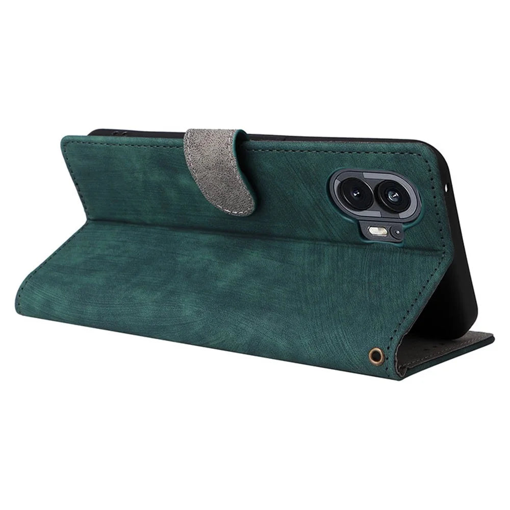 For Nothing Phone (2) Anti-drop Phone Case RFID Blocking Leather Wallet Stand Cover with Strap - Green - 4