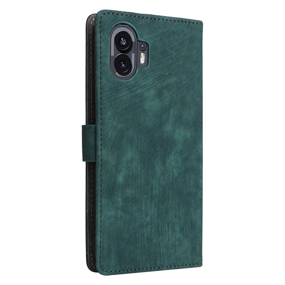 For Nothing Phone (2) Anti-drop Phone Case RFID Blocking Leather Wallet Stand Cover with Strap - Green - 6