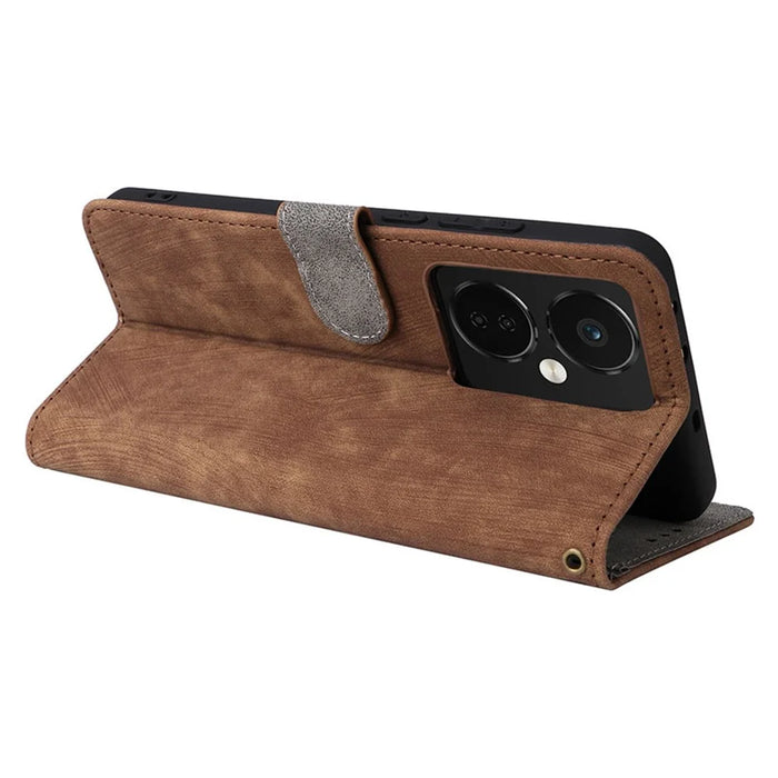 For OnePlus Nord CE3 5G / Oppo K11 5G RFID Blocking Cell Phone Case Leather Wallet Stand Cover with Strap - Brown - 4