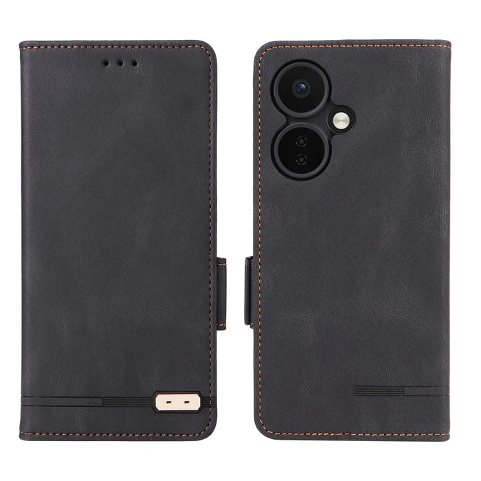 For OnePlus Nord CE3 5G Hardware Decor Phone Case PU Leather Wallet Stand Anti-drop Cover - Black - 1