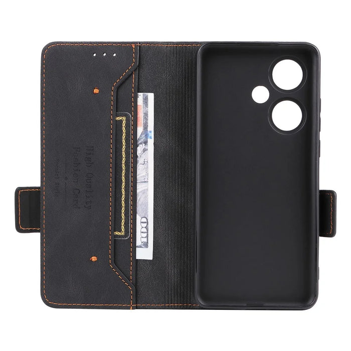 For OnePlus Nord CE3 5G Hardware Decor Phone Case PU Leather Wallet Stand Anti-drop Cover - Black - 4