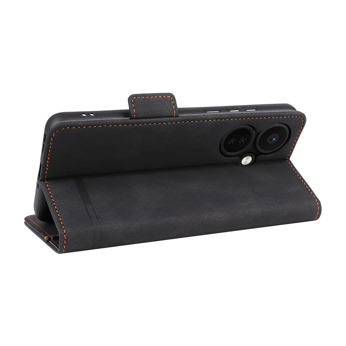 For OnePlus Nord CE3 5G Hardware Decor Phone Case PU Leather Wallet Stand Anti-drop Cover - Black - 5