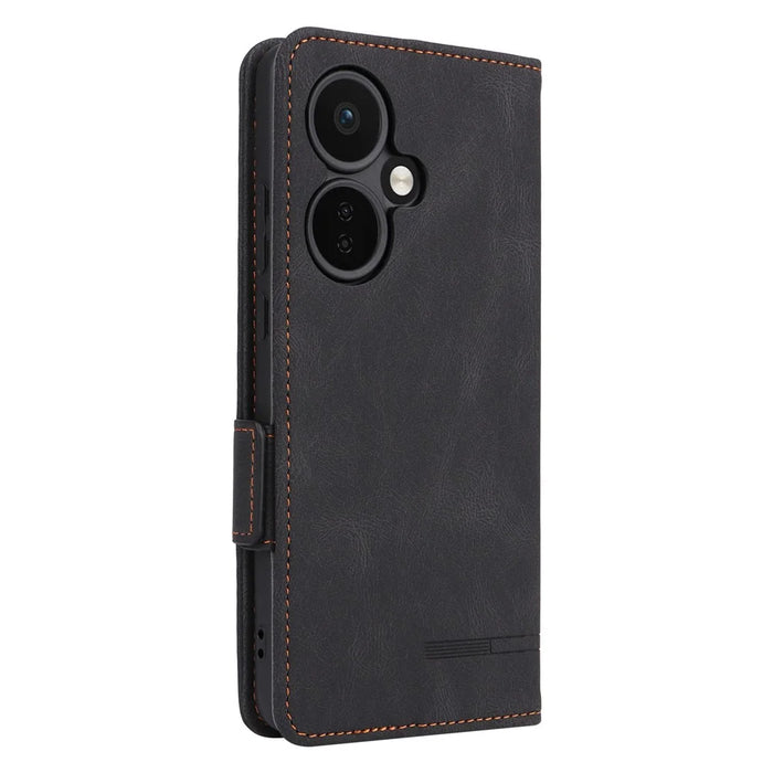 For OnePlus Nord CE3 5G Hardware Decor Phone Case PU Leather Wallet Stand Anti-drop Cover - Black - 7