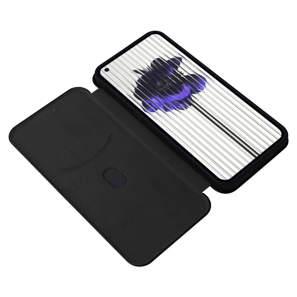 For Nothing Phone (2) Carbon Fiber Texture Phone Case Card Holder Leather Stand Cover - Black - 2