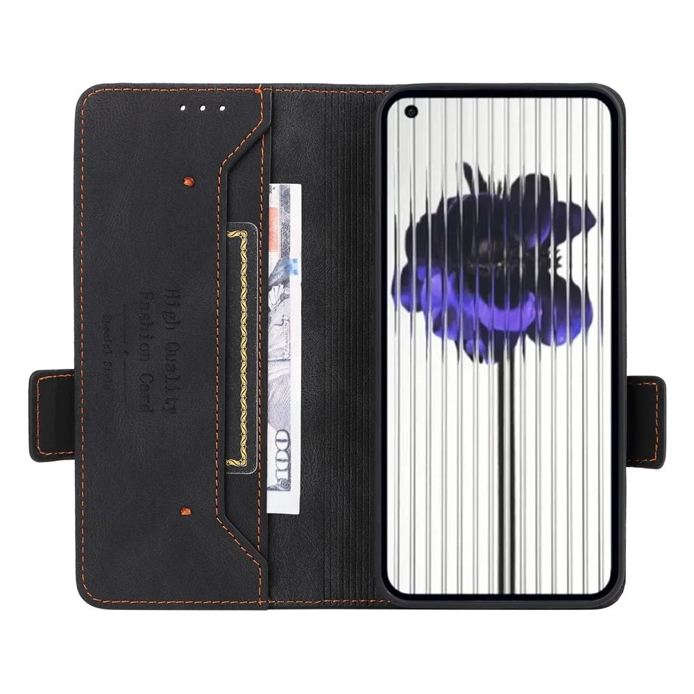 For Nothing Phone (2) Hardware Decor Flip Folio Cover PU Leather Stand Wallet Phone Case - Black - 2