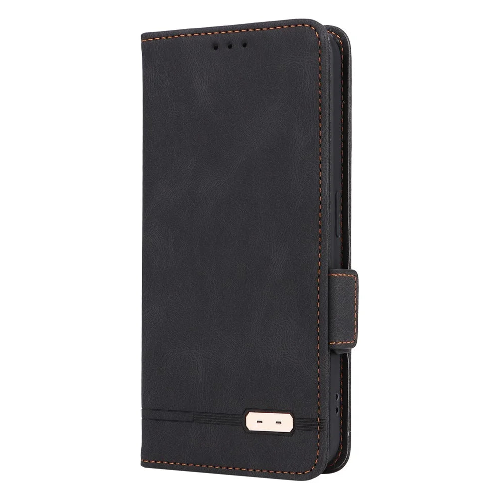 For Nothing Phone (2) Hardware Decor Flip Folio Cover PU Leather Stand Wallet Phone Case - Black - 6
