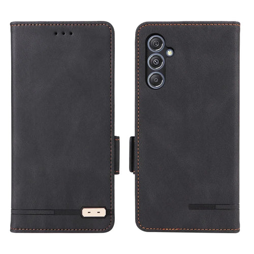 For Samsung Galaxy F34 5G / M34 5G PU Leather Wallet Phone Case Hardware Decor Anti-drop Stand Cover - Black - 1