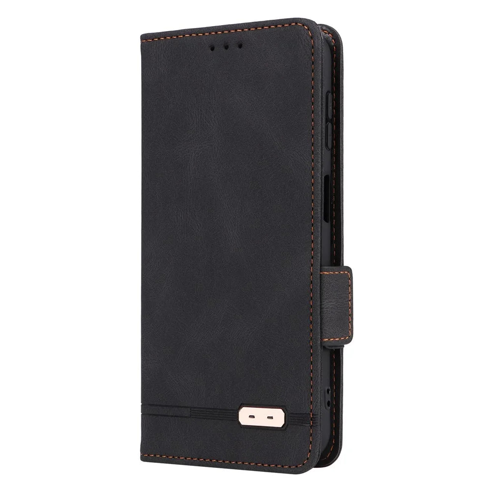 For Samsung Galaxy F34 5G / M34 5G PU Leather Wallet Phone Case Hardware Decor Anti-drop Stand Cover - Black - 6
