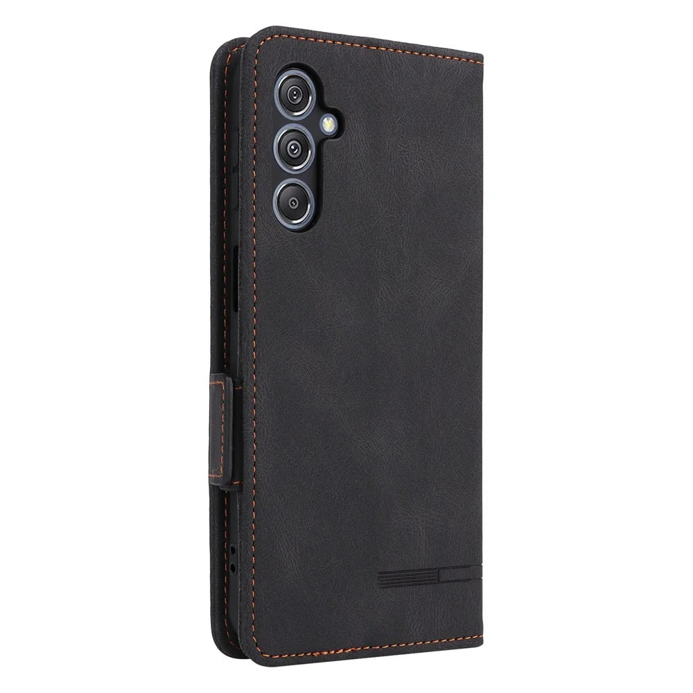 For Samsung Galaxy F34 5G / M34 5G PU Leather Wallet Phone Case Hardware Decor Anti-drop Stand Cover - Black - 7