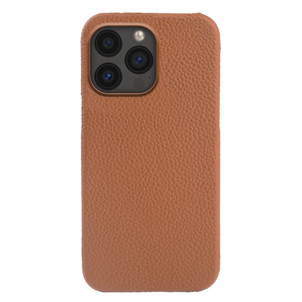 Back Cover for iPhone 13 Pro Max 6.7 inch , Genuine Cow Leather Coated PC Phone Case Compatible with MagSafe - Brown - 1