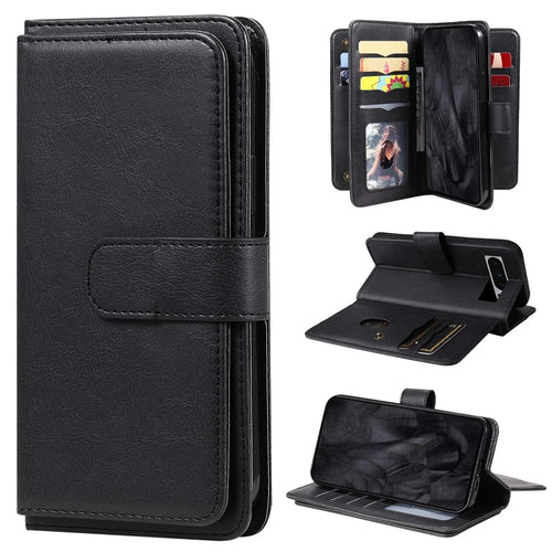For Google Pixel 8 Pro Leather Case with 10 Card Holder Phone Cover Stand - Black - 1