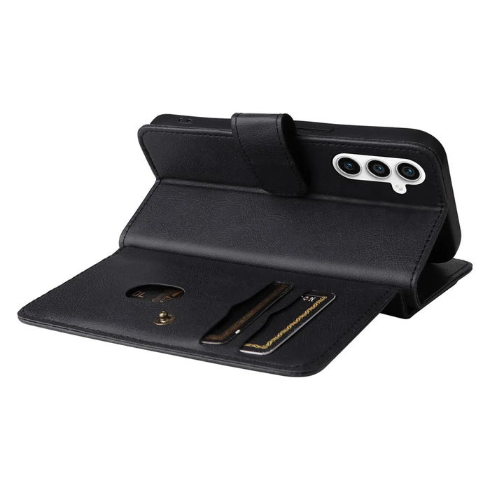 For Samsung Galaxy S23 FE Leather Case with 10 Card Holder Phone Cover Stand - Black - 7