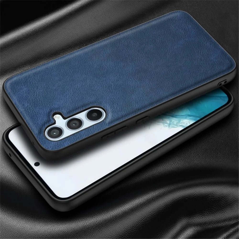 For Samsung Galaxy S23 FE Anti-scratch Phone Case Retro PU Leather Coated TPU+PC Phone Cover - Black - 3