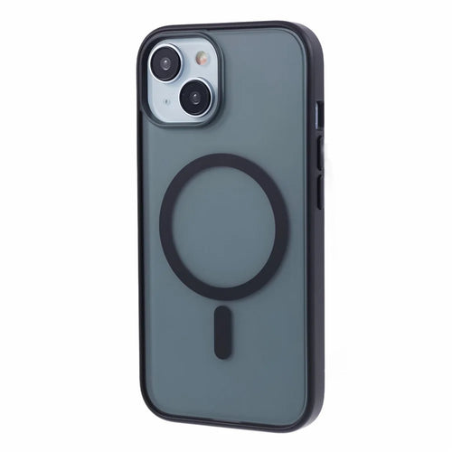 For iPhone 15 Plus Matte Phone Case Compatible with MagSafe PC+TPU Back Cover - Black - 1