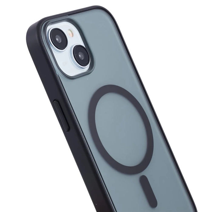 For iPhone 15 Plus Matte Phone Case Compatible with MagSafe PC+TPU Back Cover - Black - 6
