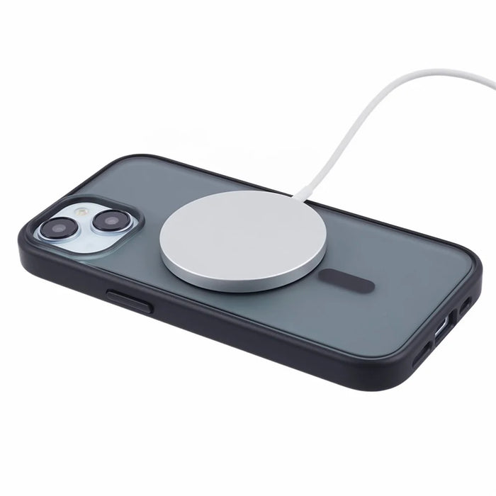 For iPhone 15 Plus Matte Phone Case Compatible with MagSafe PC+TPU Back Cover - Black - 7
