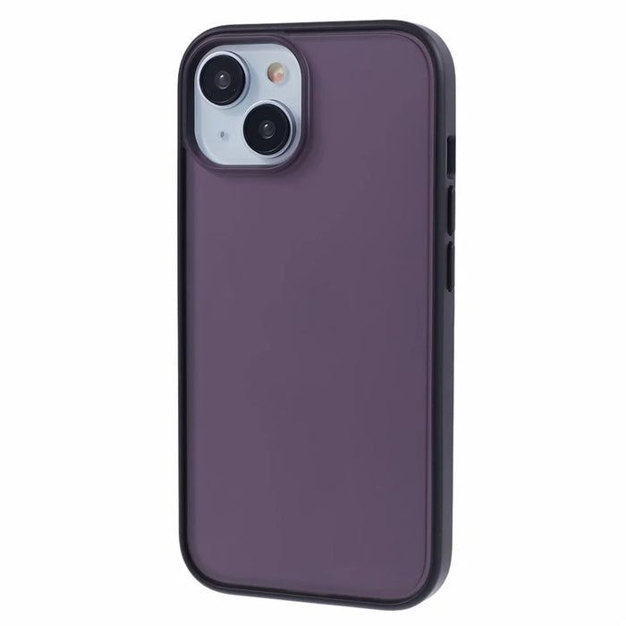 Matte TPU + PC Phone Case for iPhone 15 Translucent Drop-proof Anti-fingerprint Phone Protective Cover - Purple - 1