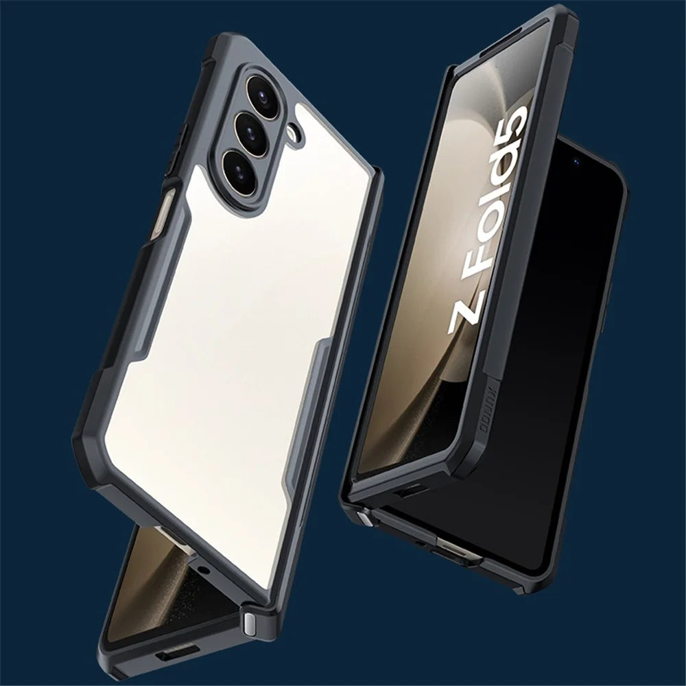 XUNDD For Samsung Galaxy Z Fold5 5G Case PC+TPU+Tempered Glass Phone Cover with Glass+Protective Bar - 4