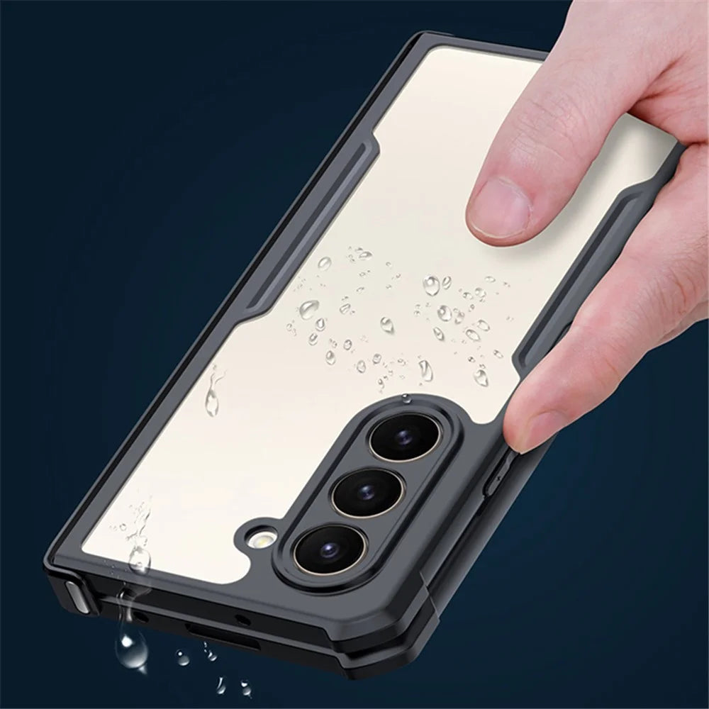 XUNDD For Samsung Galaxy Z Fold5 5G Case PC+TPU+Tempered Glass Phone Cover with Glass+Protective Bar - 5