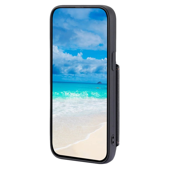 009 Anti-scratch Phone Case for Samsung Galaxy A13 4G / 5G , RFID Blocking PU+TPU Cover Kickstand Zipper Wallet Shell with Strap - Black - 7