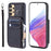 009 Shockproof Phone Case for Samsung Galaxy A53 5G , RFID Blocking PU+TPU Cover Kickstand Zipper Wallet Shell with Strap - Black - 1
