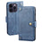 IDEWEI For iPhone 15 Plus Anti-Scratch Shockproof Cell Phone Case Shell PU Leather Wallet Phone Cover - Blue - 1