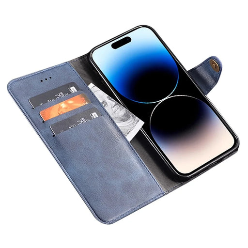IDEWEI For iPhone 15 Plus Anti-Scratch Shockproof Cell Phone Case Shell PU Leather Wallet Phone Cover - Blue - 2