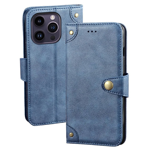 IDEWEI For iPhone 15 Pro Max Dustproof Wallet Phone Cover Anti-Scratch PU Leather Cell Phone Case Shell - Blue - 1