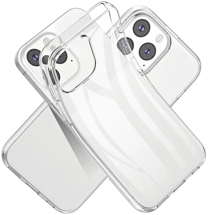 For iPhone 15 Pro Max Soft TPU Clear Phone Cover with 2.5D Tempered Glass Screen Protector - 3