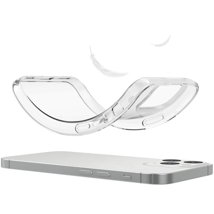 For iPhone 15 Pro Max Soft TPU Clear Phone Cover with 2.5D Tempered Glass Screen Protector - 4