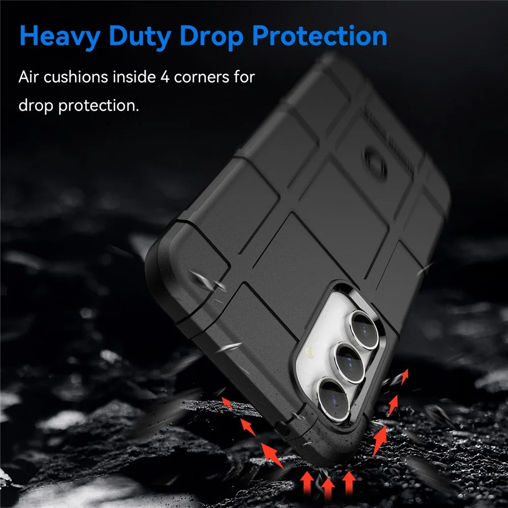 For Samsung Galaxy S23 FE Shockproof Case Square Grid Texture Soft TPU Phone Back Cover - Black - 2
