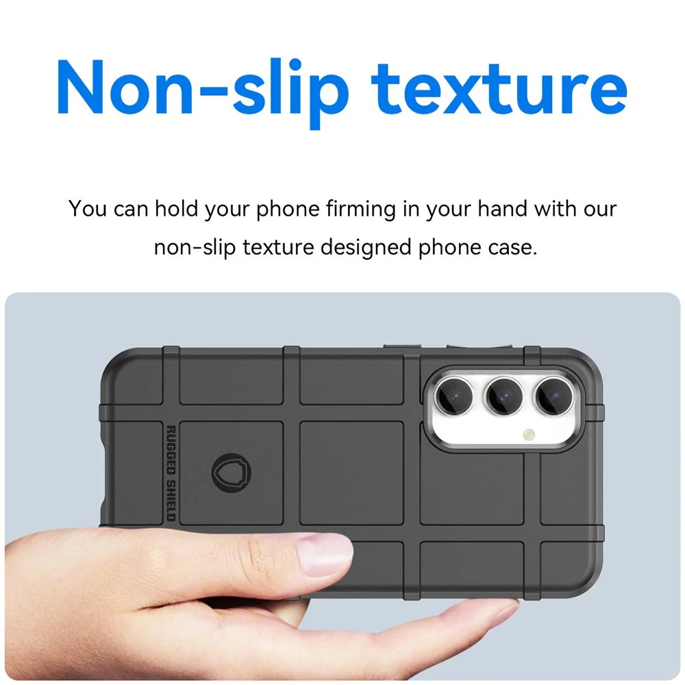 For Samsung Galaxy S23 FE Shockproof Case Square Grid Texture Soft TPU Phone Back Cover - Black - 3