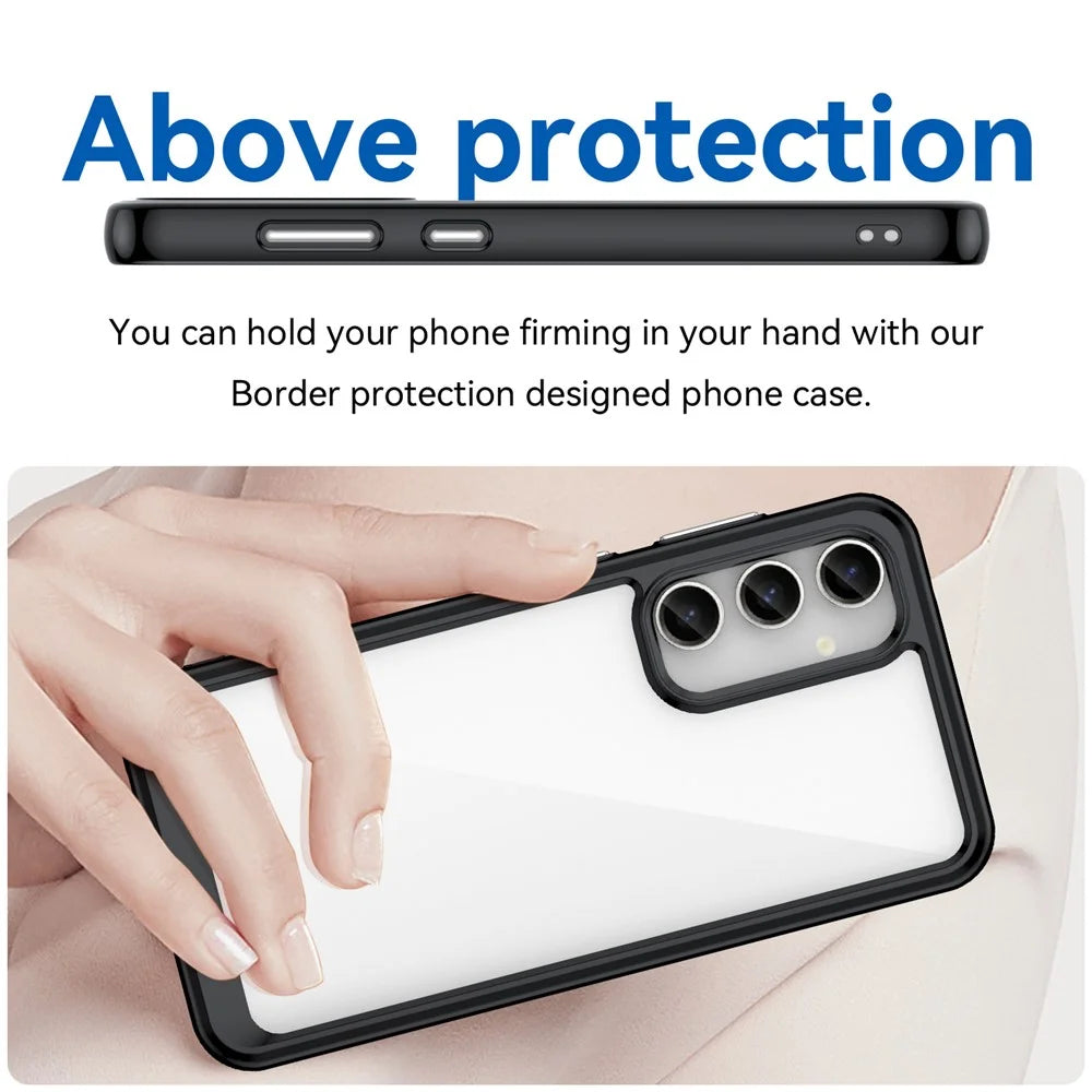 For Samsung Galaxy S23 FE Drop-proof Back Cover TPU+Acrylic Anti-scratch Phone Case - Black - 3