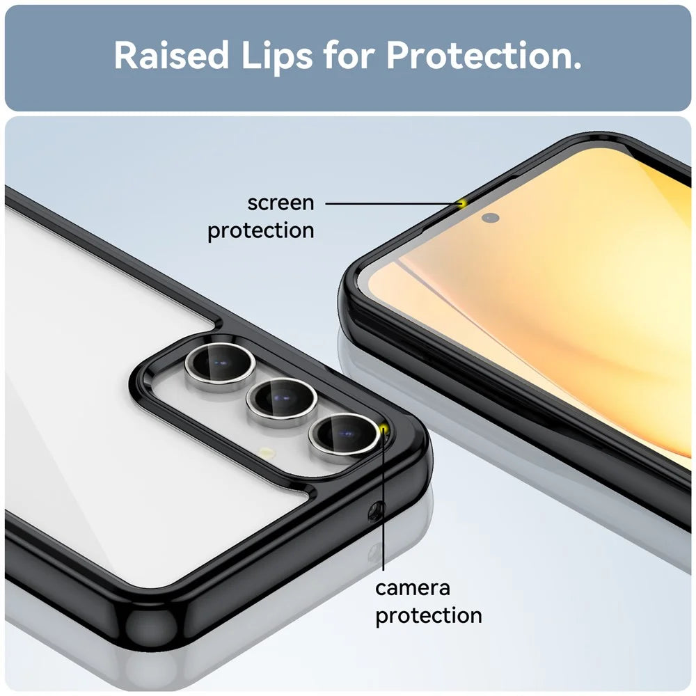 For Samsung Galaxy S23 FE Drop-proof Back Cover TPU+Acrylic Anti-scratch Phone Case - Black - 5
