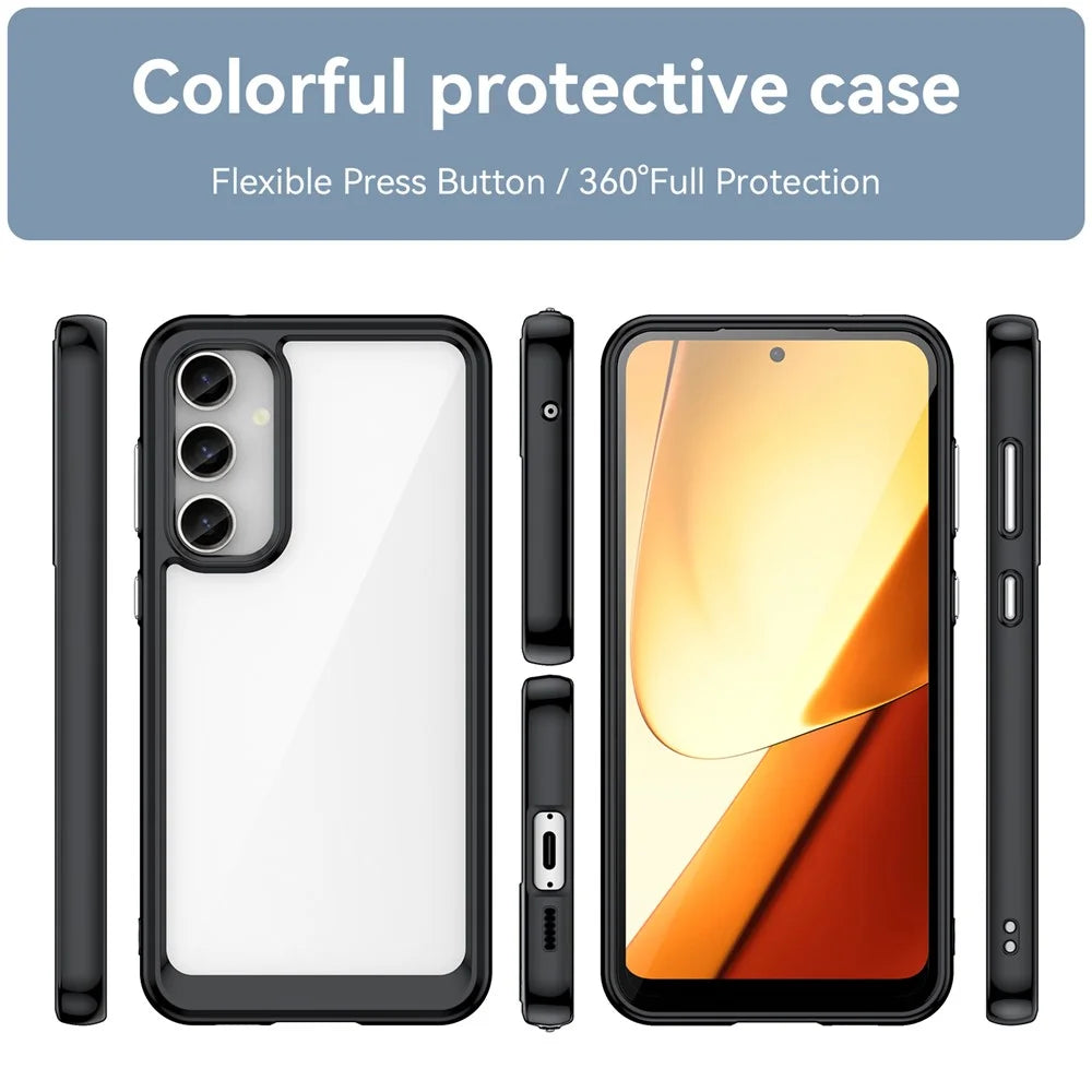 For Samsung Galaxy S23 FE Drop-proof Back Cover TPU+Acrylic Anti-scratch Phone Case - Black - 7
