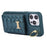 For iPhone 15 Pro Max Ring Holder Kickstand PU Leather+TPU Cover Phone Case Card Holder Cell Phone Shell - Blackish Green - 4