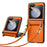 SULADA For Samsung Galaxy Z Flip5 5G PU Leather Coated PC Case Imprinted Phone Cover with Shoulder Strap - Orange - 1