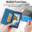 DF-05 PU Leather Smartphone Case for iPhone 15 Pro , RFID Blocking Phone Stand Cover Wallet - Blue - 5